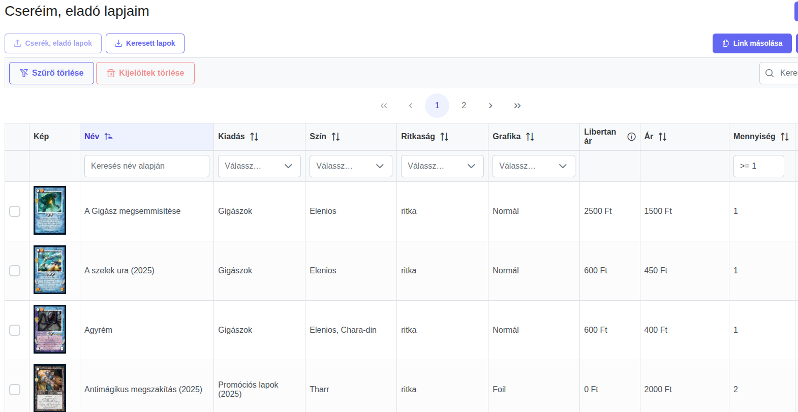 Cserére kínált kártyák: hosszú távon elérhető, nem sorolódik lejjebb a hírfolyamban